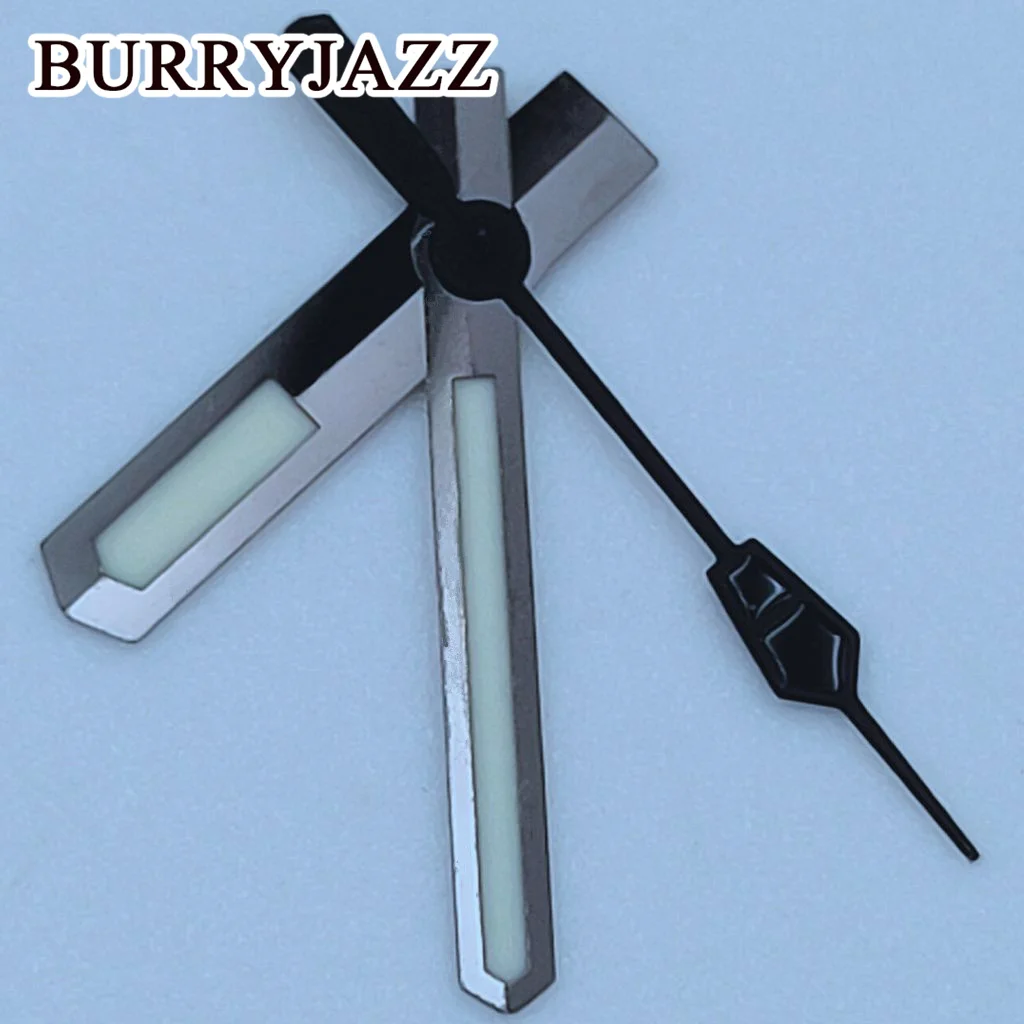 BURRYJAZZ NH35 NH36 NH38 7S26 7S36 4R35 4R36 Watch Hands Silver Gun Hands Green Luminous