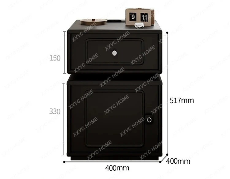 A Retro smart bedside safe integrated with lock wireless charging creative bedside storage cabinet