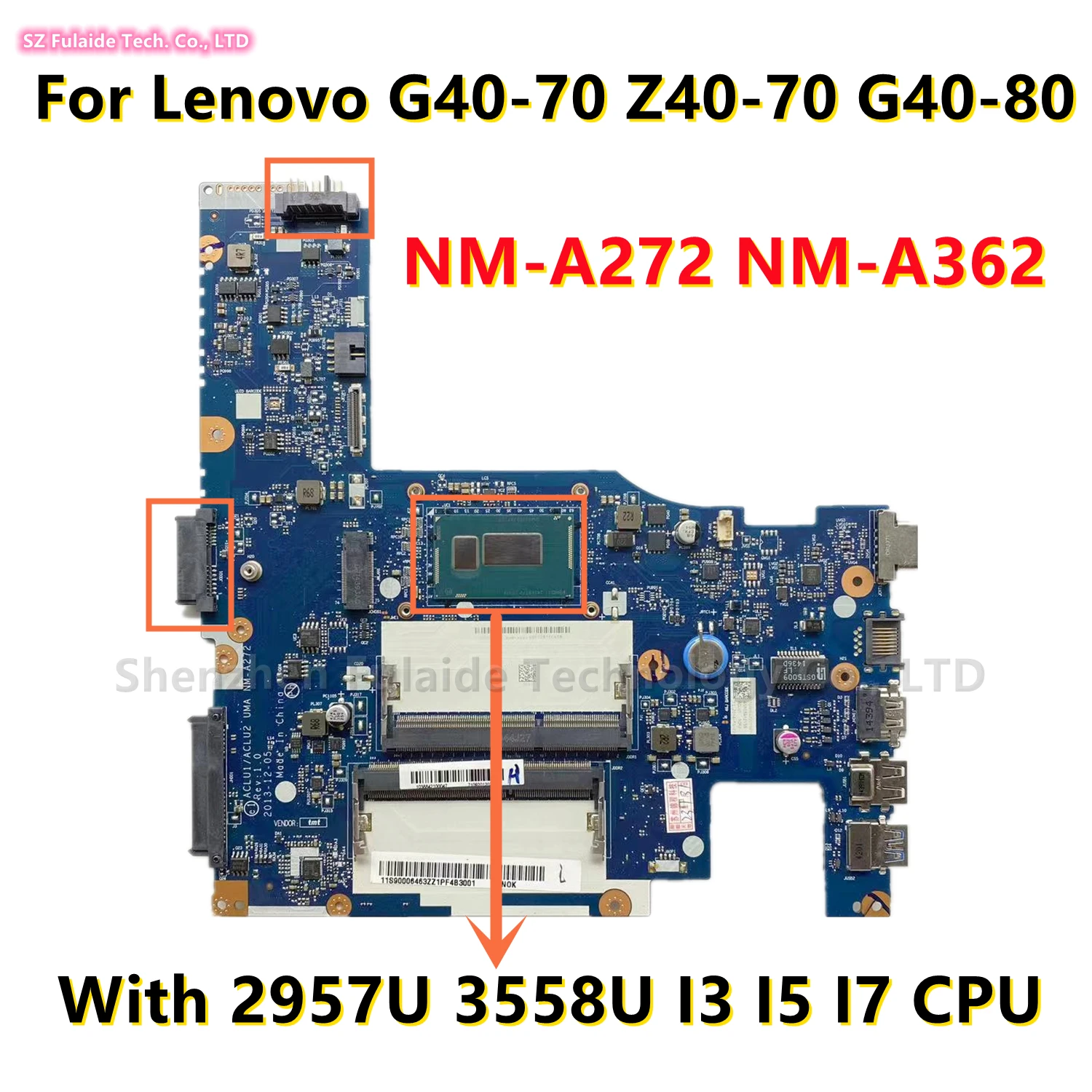 Für Lenovo G40-70 Z40-70 G40-80 Laptop Motherboard ACLU1/ALCU2 UMA NM-A272 NM-A362 Mit 2957U 3558U I3 I5 I7 4TH gen CPU