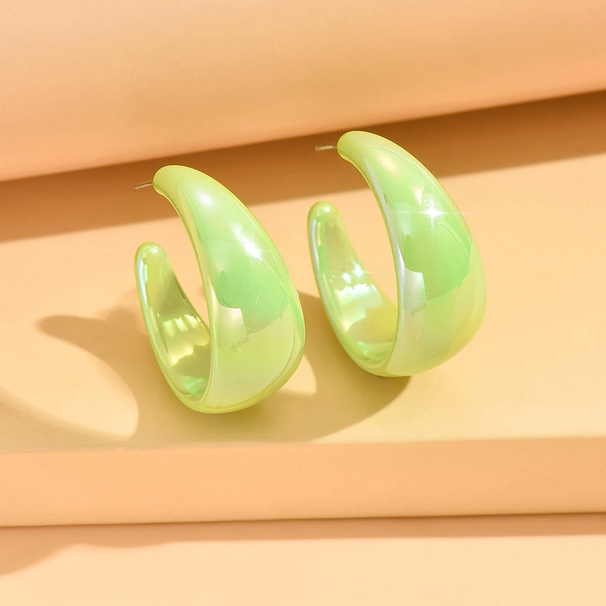 Mode Koreanische AB Farben Breite C-Typ Hoop Ohrring Frauen Vintage Unregelmäßige Baumeln Ohrringe Für Weibliche Partei Schmuck – Detail 13