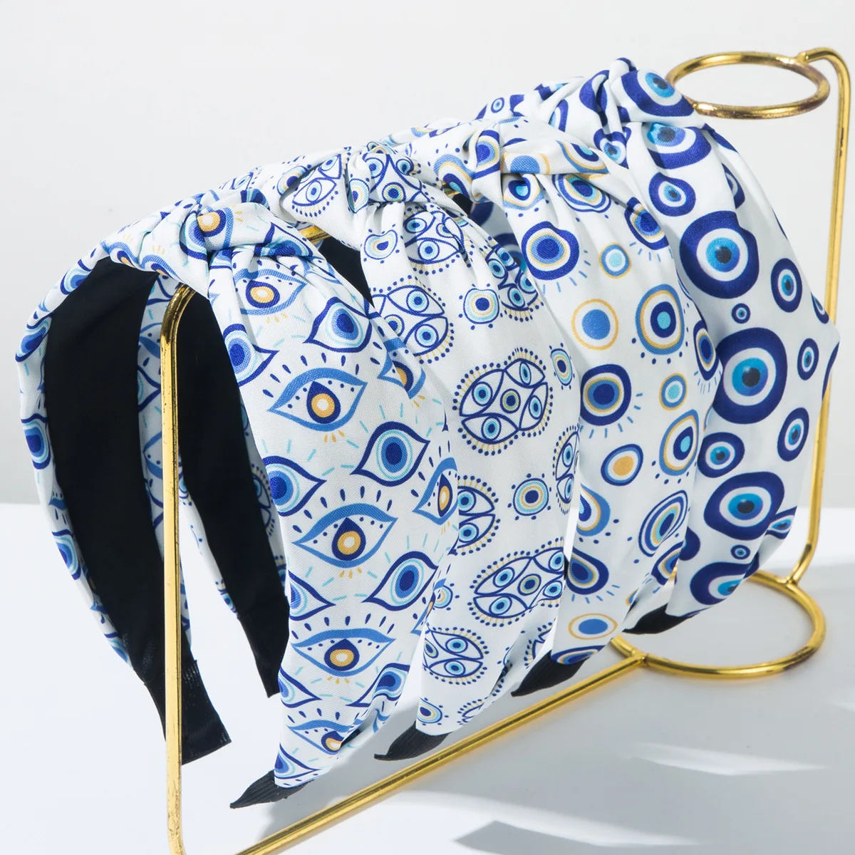 

NEW Blue Devil's Eye Series Headband Fabric Knotted Wide Edge Hair Band Wash Face Makeup Headband for Women INS Hair Accessories