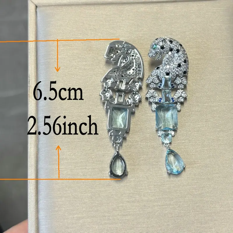 Bilincolor Fashion Light Blue Cubic Zirconia  Animal Leopard Earrings