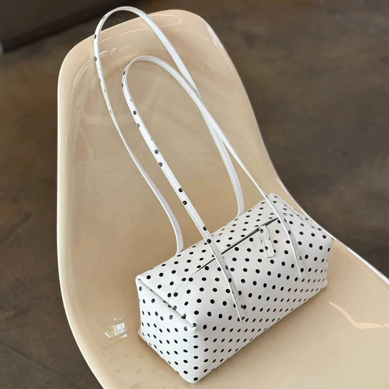 

Leather Polka Dots Pillow Bags For Women Luxury Designer Handbags Purses 2026 New in Cowhide Top Handle Casual Underarm Shoulder