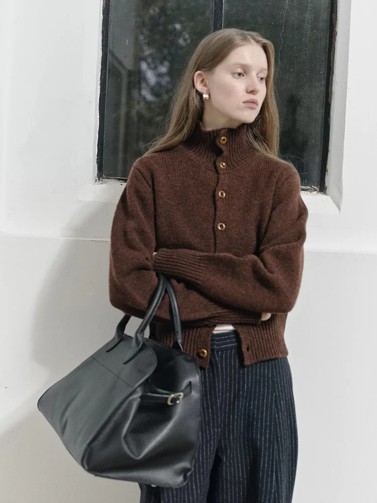 Faionable Long Sve Camere Maglieria da donna Allentata Casual Confortevole Morbido maglione invernale Design con bottoni Sle coreano