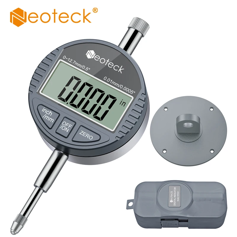 Neoteck 0.01/.0005'' DTI Digital Probe Indicator Dial Test Gauge Range 0-12.7mm/0.5'' Dial Test Indicator Electronic Indicator