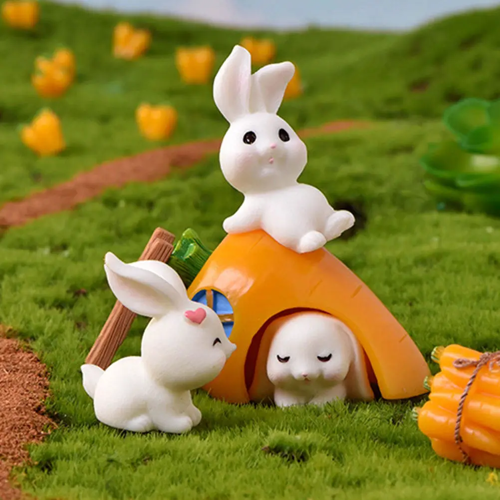 

21Pcs Mini Rabbit Micro Landscape Ornaments Resin Garden Decoration Balcony Yard Fairy Garden Decor Mini Rabbit Adornment