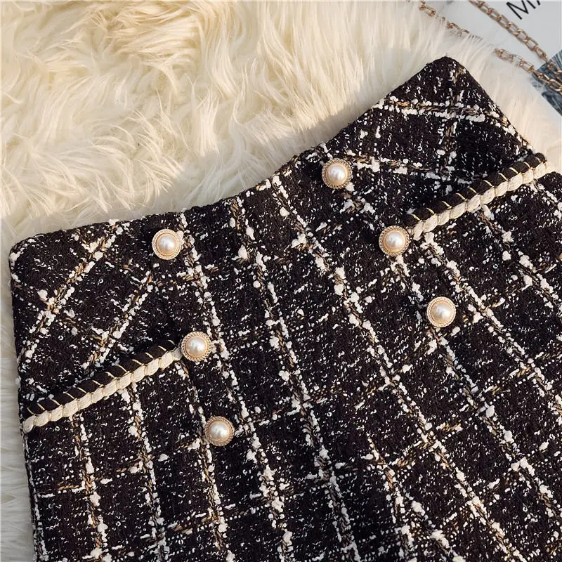 Pantaloncini di tweed da donna scozzesi vintage Primavera a vita alta Office Lady Pantaloni casual A Line Y2K Harajuku Pantaloncini a gamba larga