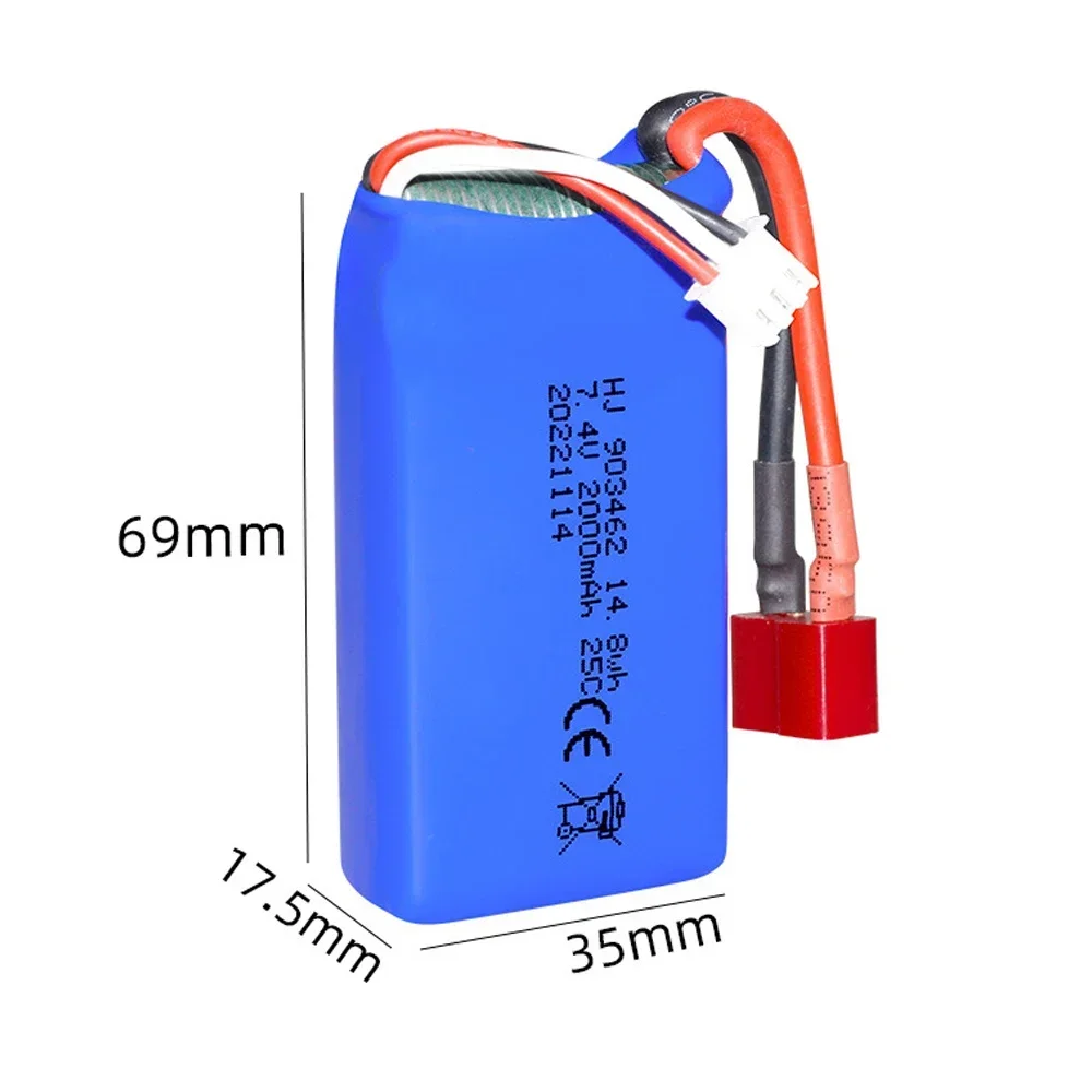 903462 7.4V 2000mAh Lipo Battery For 144001 12428 12423 FT009 RC Boat car speedboat Spare Parts 2S 7.4 V Battery upgrade 2000mah