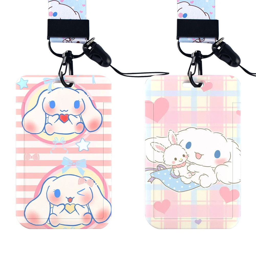 W Lanyards Card Neck Strap Sanrio Cinnamoroll Lanyards ID Badge Holder Keychain Key Holder Hang Rope Keyrings Accessories Gifts