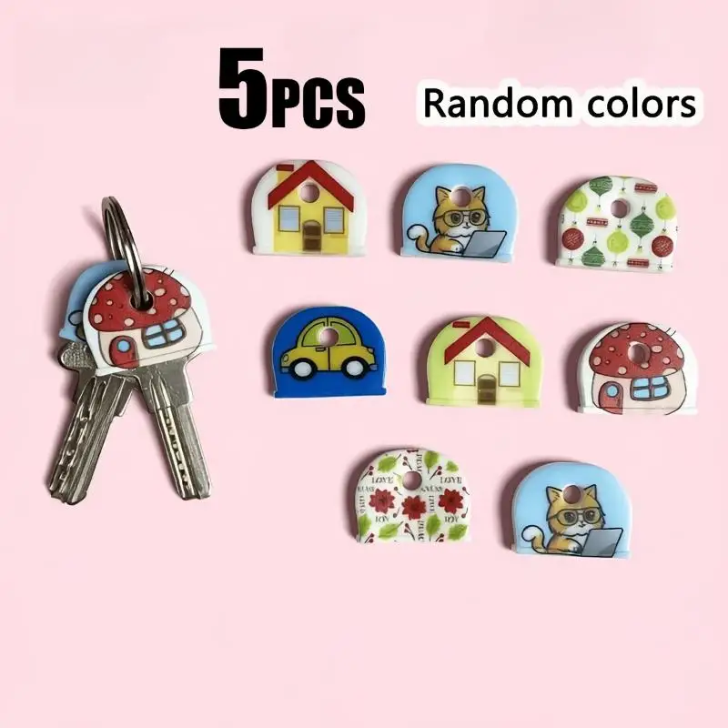 Soft Silicone Cartoon Key Covers 5Pcs Anti-Scratch Non-Slip Key Markers for Kids Adults Key Identification