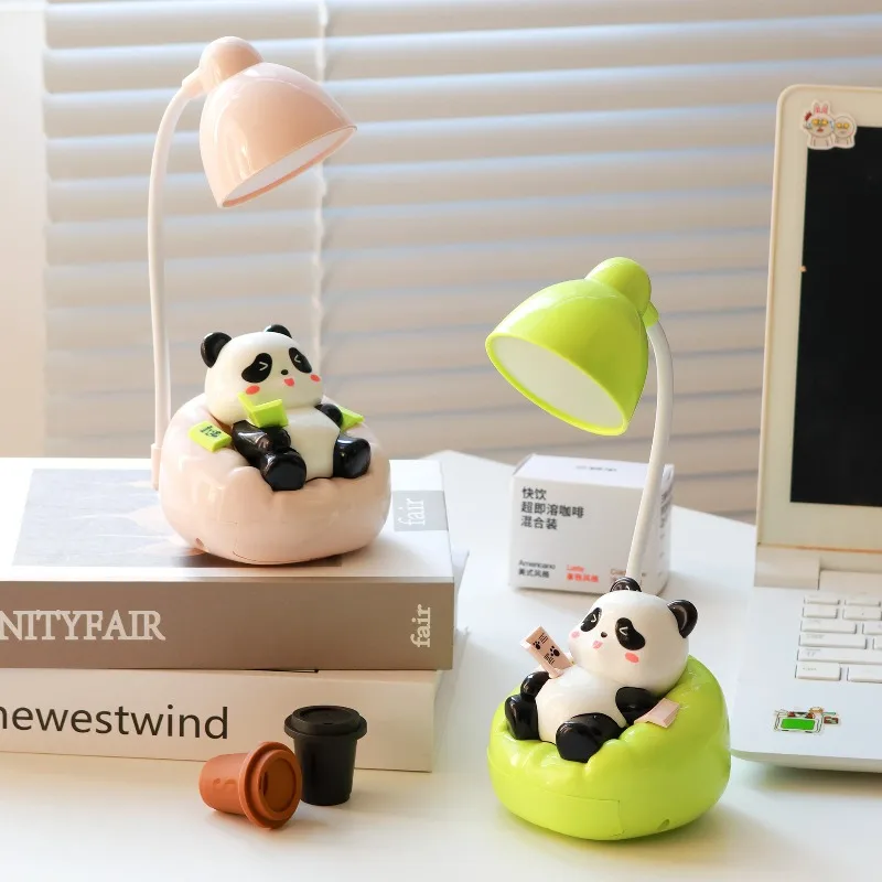 LED Panda Desk Lamp Rechargeable Night Light Creative Mobile Phone Holder Desktop Ornament Bedroom Living Room Children Gift