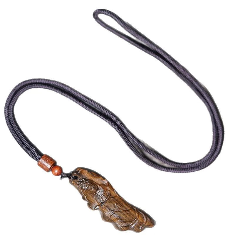 Aquilaria Agallocha Lotus Leaf Guanyin Pendant Neckwear Wooden Carved Craft Peace Tag Cultural Play Ornament