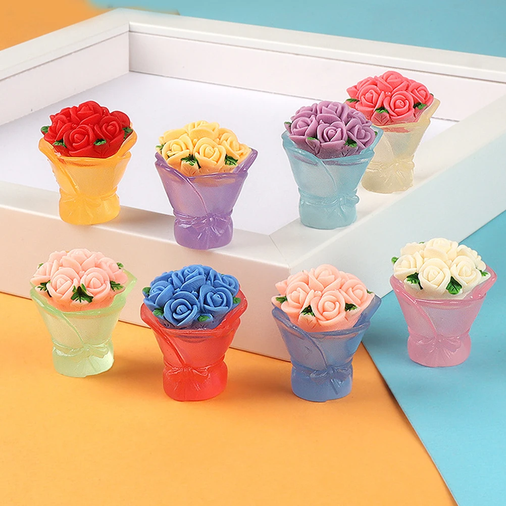 

8pcs Mini Potted Rose Flowers Artificial Succulents Small Fake Plants For Dollhouse Indoor Miniature Garden Diy Craft Terrarium