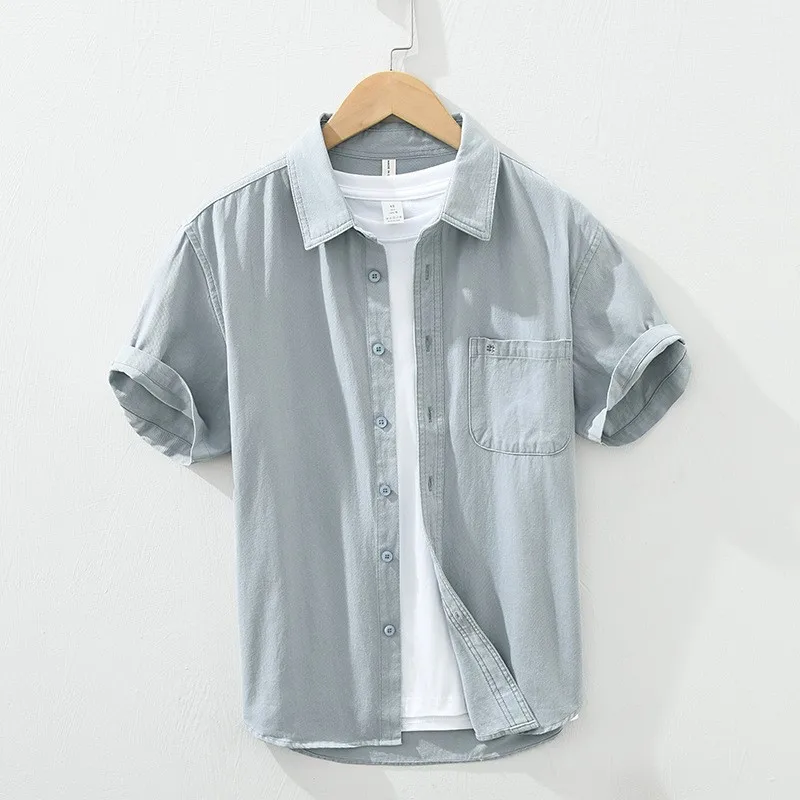 

Summer Casual ort Sve Cotton irt Men's Loose Versatile Top Open Cardigan Japanese Sle Pure Cotton Workwear irt Trendy