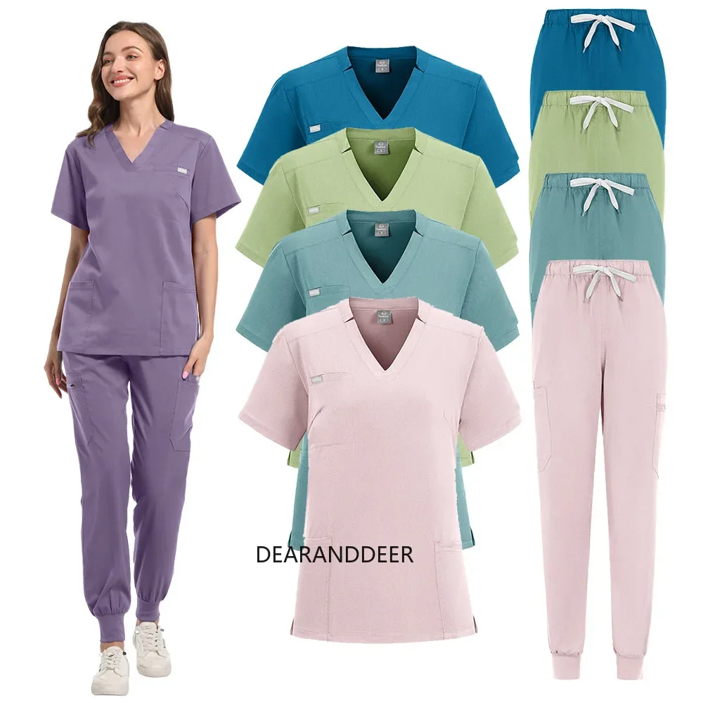 High-quality wrinkle-resistant premium fabric nurse medical hospital beauty salon spa workwear surgical gown washable matte set