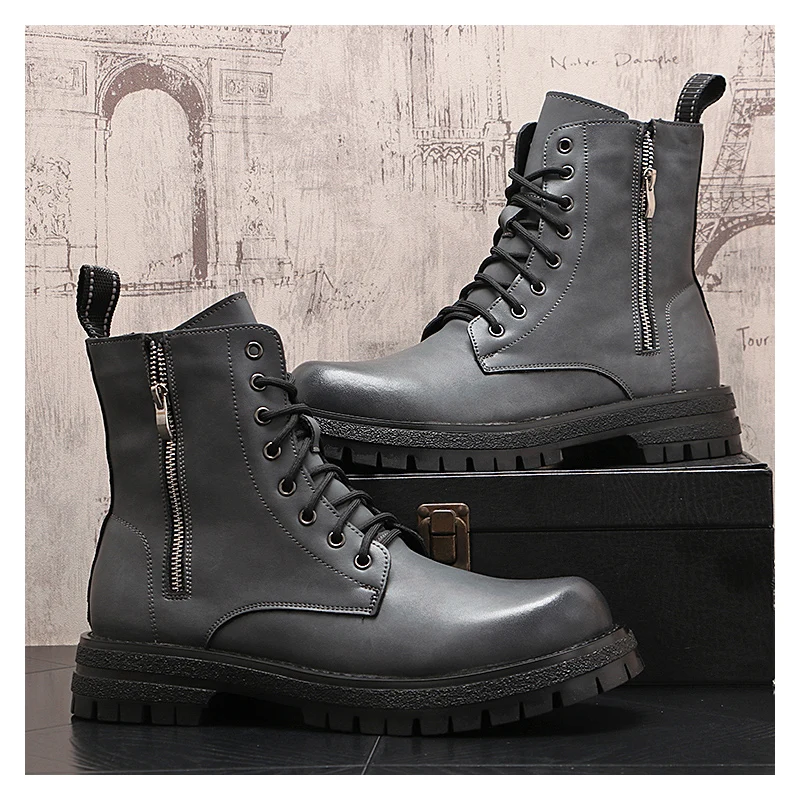 

mens fashion party nightclub high motorcycle boots original leather platform shoes spring autumn cowboy boot long knight botas