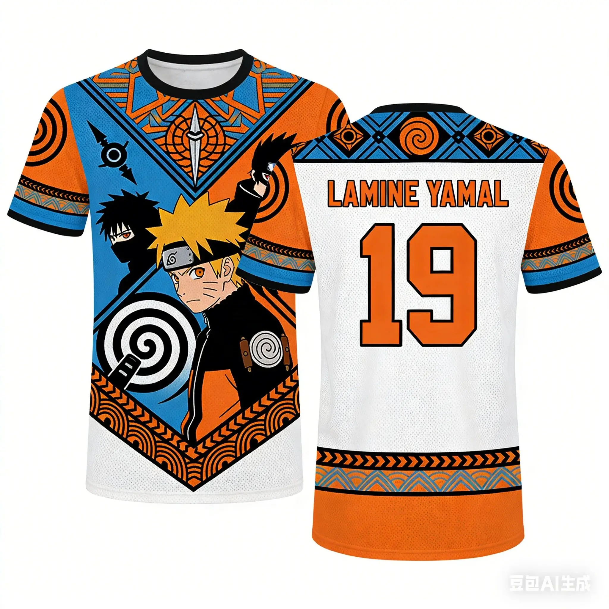

2026-2027 Naruto × Soccer Star Collaboration Number Print T-Shirt Unisex High-Street Trend Loose Casual Short-Sleeve