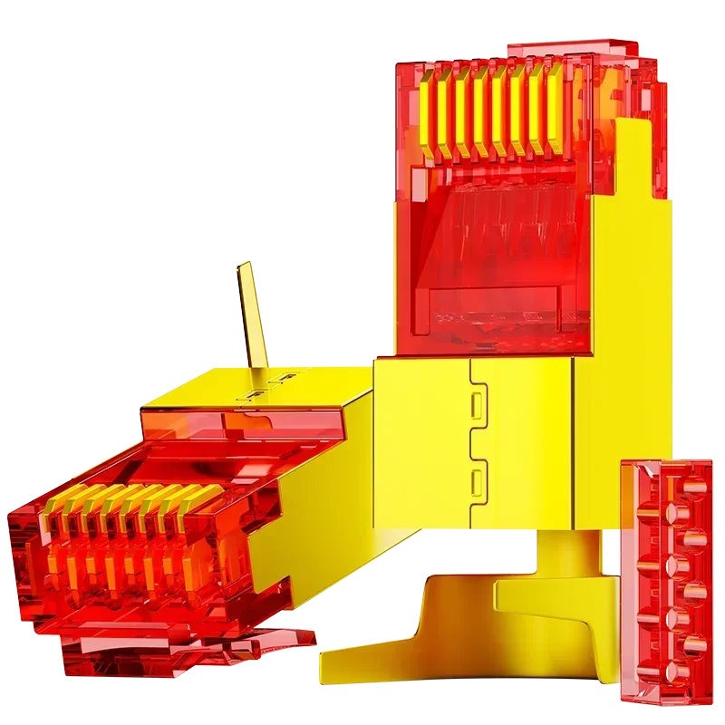 AMPCOM CAT7 RJ45-connector met laadstang, tweedelige stekker 10Gbps STP modulaire stekker voor cat7 CAT6A 23-26AWG afgeschermde ethernetkabel