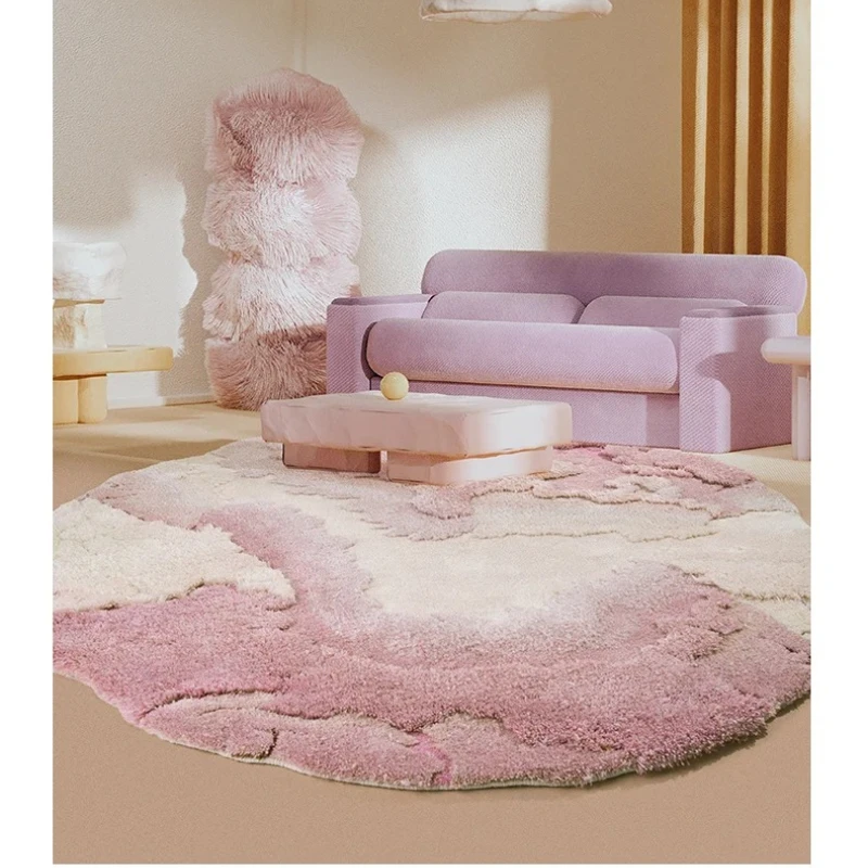 Living room palette, trendy premium | Handmade irregular carpet living room wool pink romantic bedroom