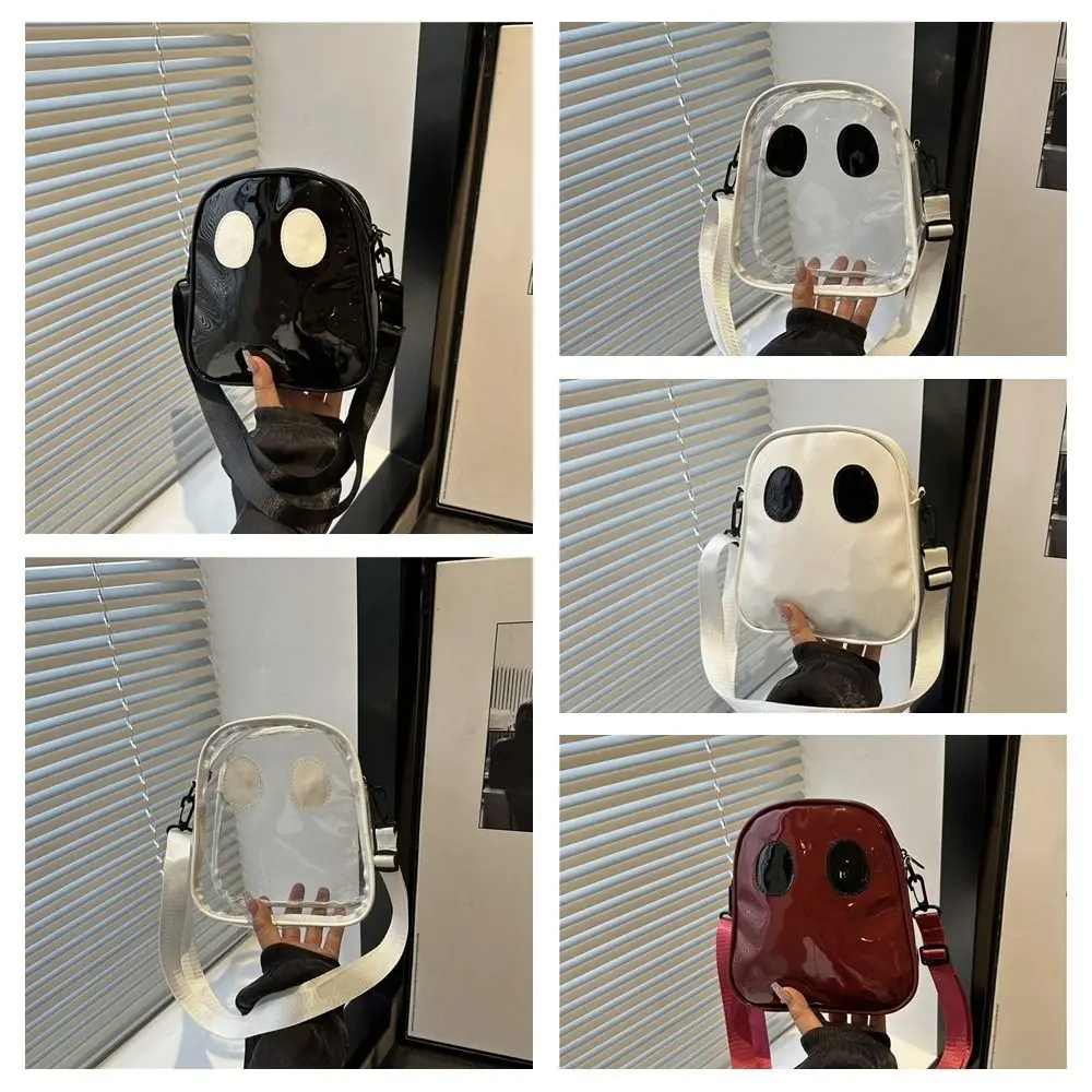 Милая сумка-призрак на Хэллоуин из искусственной кожи, водонепроницаемая прозрачная сумка на молнии на плечо, прозрачная большая вместительная сумка через плечо для девочек