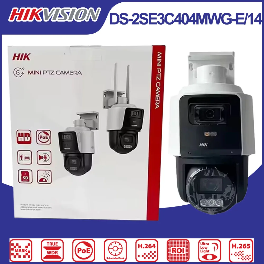 Hikvision DS-2SE3C404MWG-E/14 4MP+4MP TandemVu PTZ IP Camera 4X Zoom PoE+ IR Night Vision Human Vehicle Detection IP66 Security