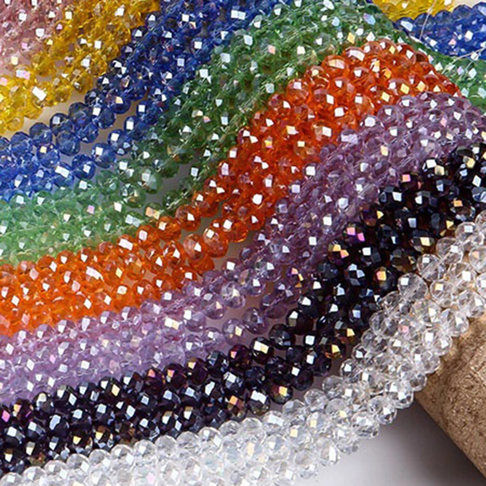 Crystal Spacer Bead Faceted Rondelle Glass Beads Jewelry Making Assorted Jewelry Beads for Bracelets Necklaces Accessories