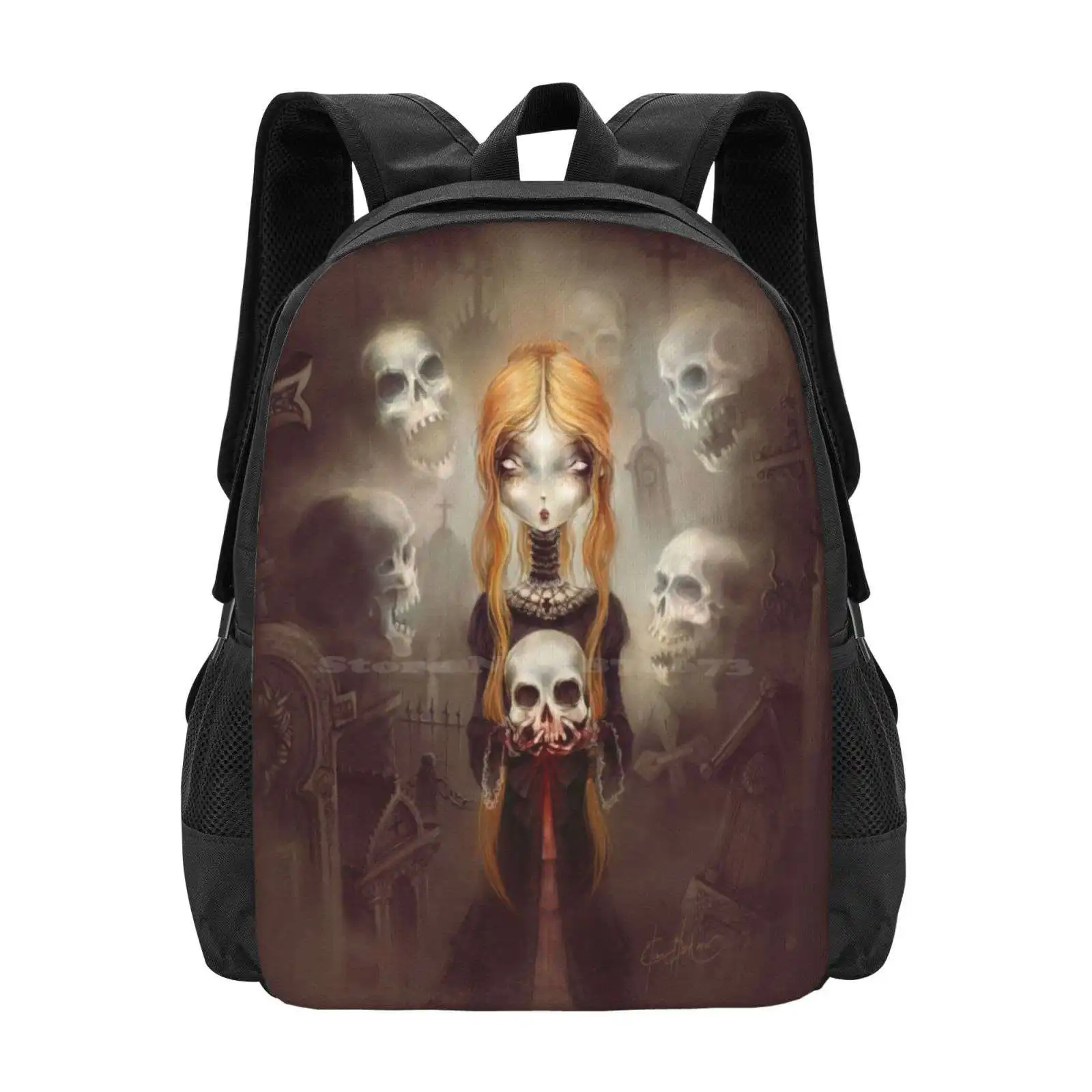 - ? Art By Élian Black'Mor Hot Sale Backpack Fashion Bags Elian Blackmor Skull Scary Creepy Haunted Awful Ghost Encyclopedia