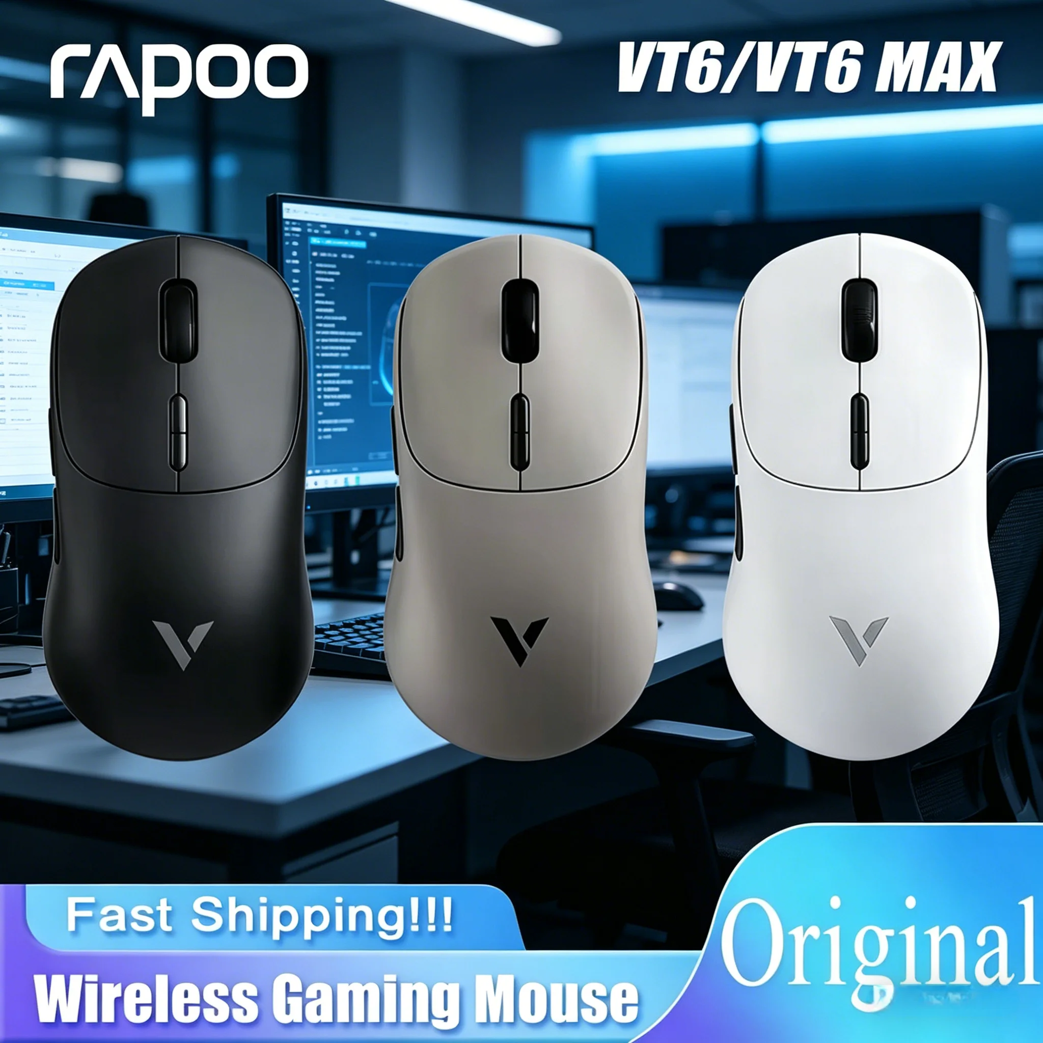 PAW3950 Rapoo VT6 MAX E-sports Gaming Mouse 8000Hz Polling Rate Wireless Lightweight Ergonomic Mouse For PC Gamers