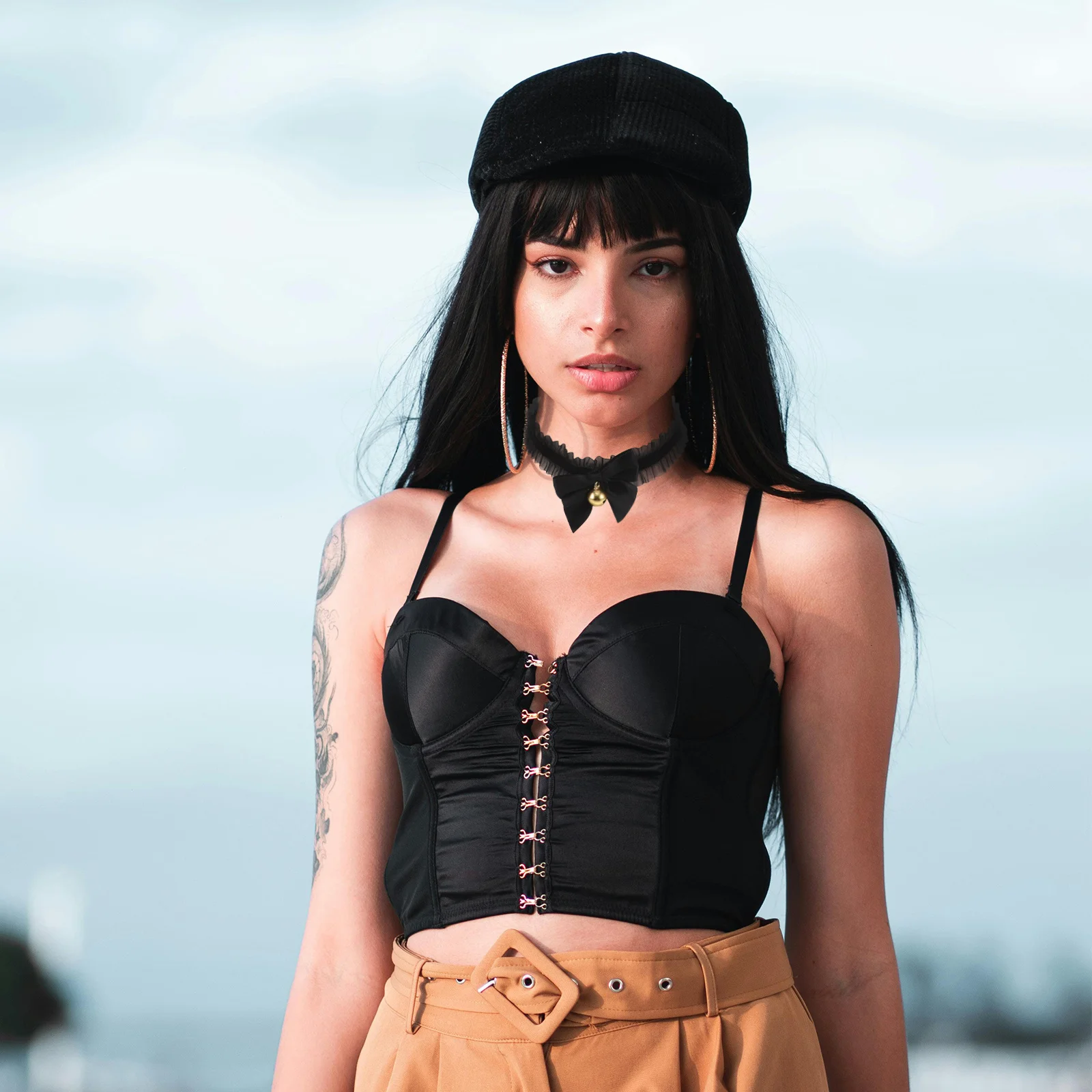 

Lolita Bowknot Bell Lace Choker Elegant Retro Style Cosplay Necklace Neck Accessory for Women Choke Collar for Women