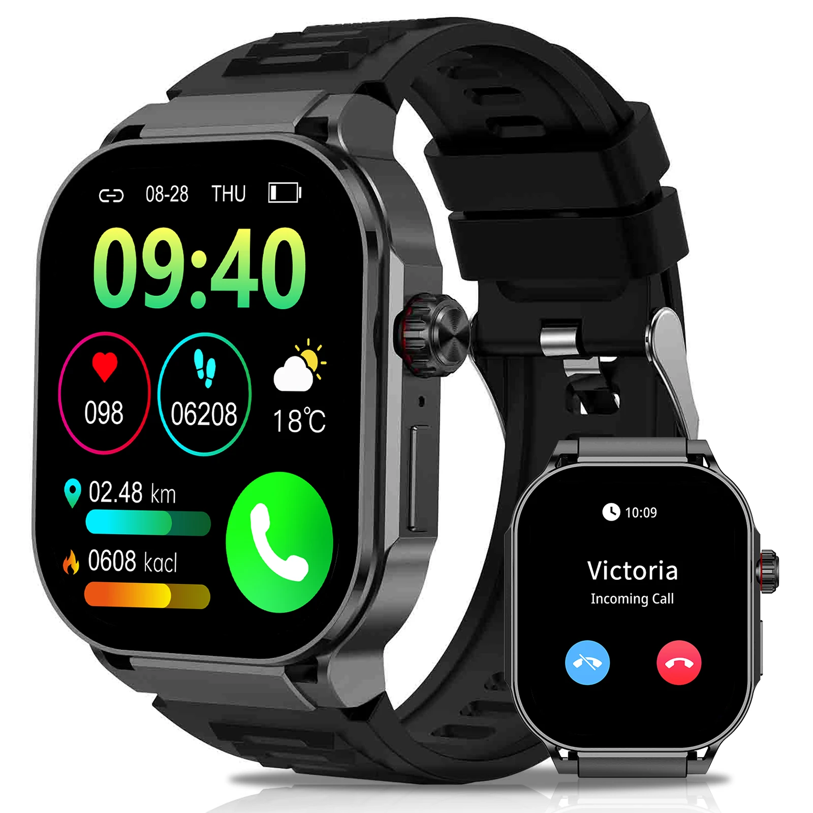 

Smart Watch(Answer/Dial Calls), 2.06" AMOLED Screen Smartwatch for Men, Fitness Tracker with 120+Sports Modes, IP67 Waterproof