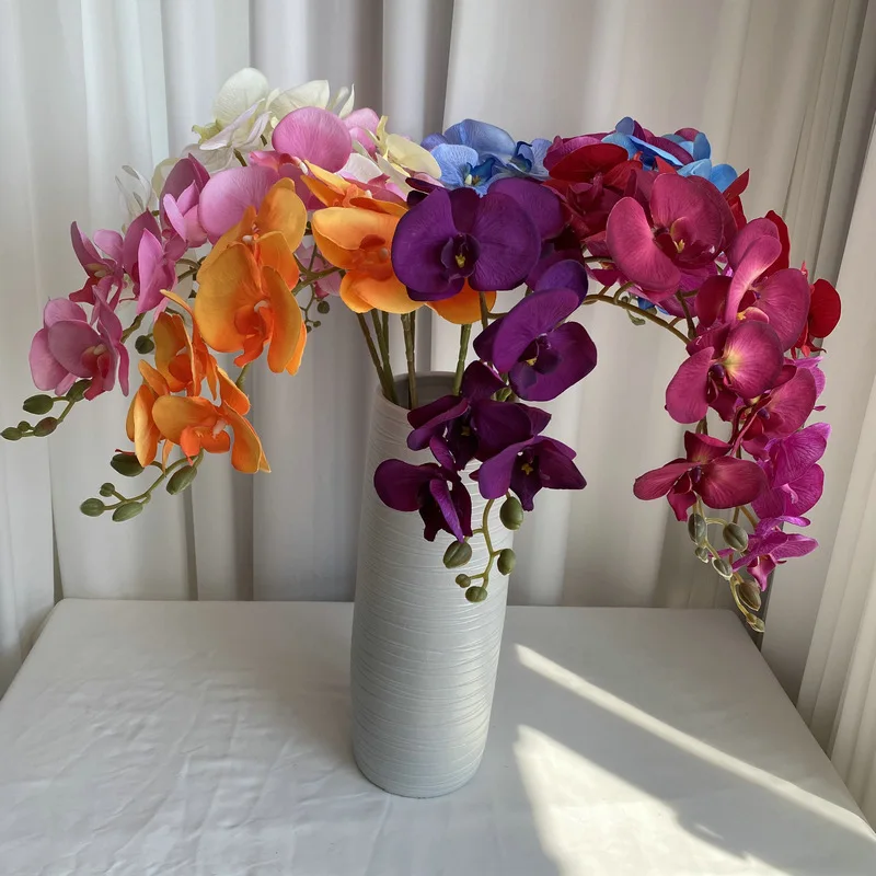 Artificial Velvet Phalaenopsis Flower Arrangement Wedding Photography Props Home Living Room Bedroom Red False Orchid Decoration