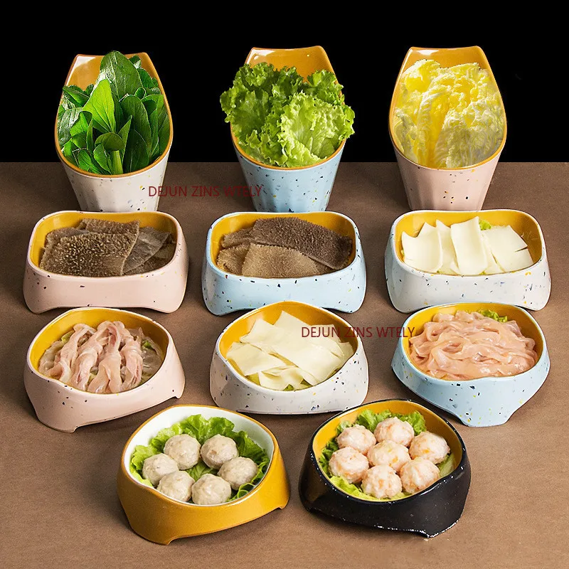 Not Easily Broken Melamine Dining Plate Stackable Salad Fruit Snack Bowl Restaurant Kitchen Party Tableware Plastic Serving Dish