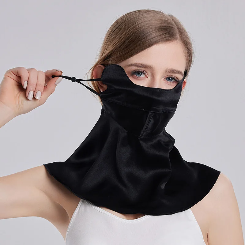 Birdtree 19MM 100% Mulberry Silk Sun Protection Mask, Ear Hanging Breathable, Mask UV Protection,3D Mask,2025 New A57813JF