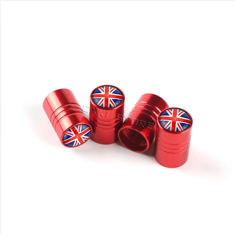 4szt UK England British Flag Bike Moto Car Wheel Tires Valve Caps Cover For Vauxhall Mini Cooper Ford Kia Hyundai VW Akcesoria