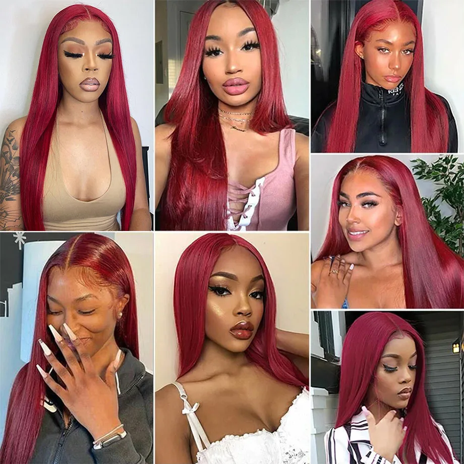 Burgundy 13x6 Hd Lace Frontal Human Hair Wig 30 Inch Straight Lace Front Wig Human Hair 13x4 Hd Lace Frontal Wigs For Women Sale