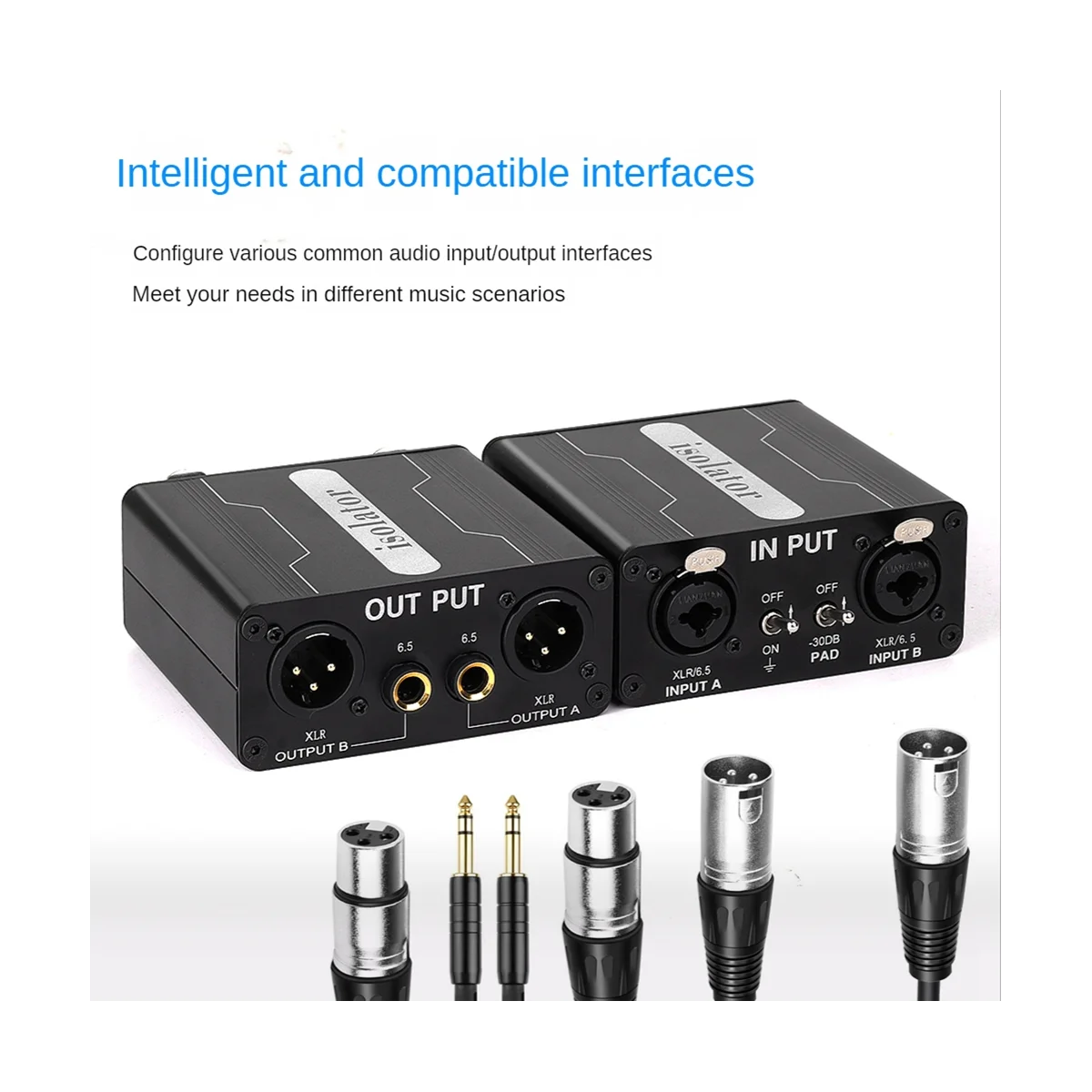 GX200 Audio Isolator Dual-Channel 6.5 XLR Mixer Audio Isolator Current Sound Noise Mixer Microphone Common Ground Filter