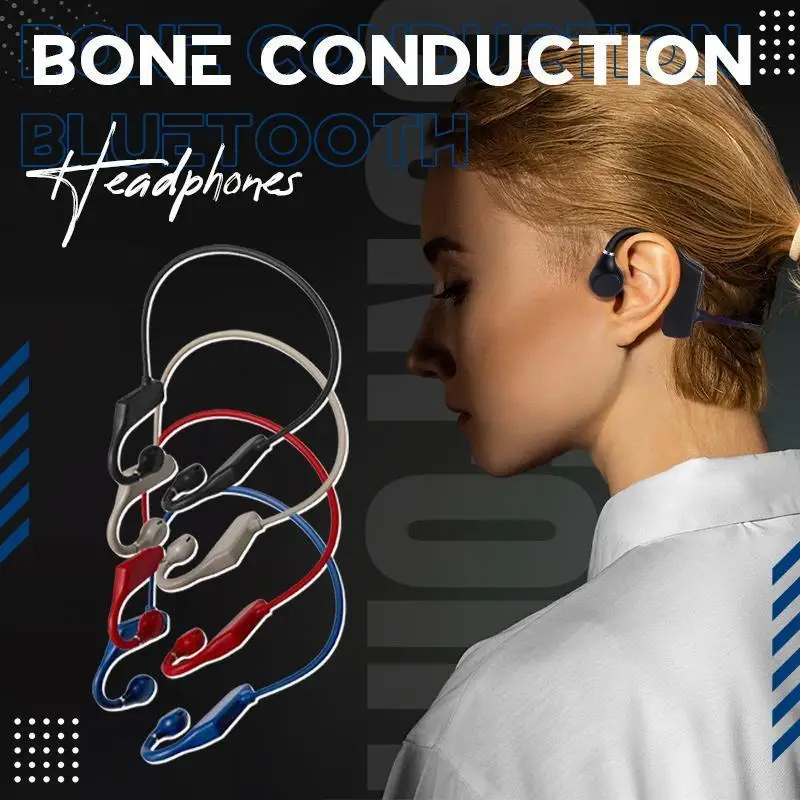 Bone Conduction Earphones Noise Reduction Headset Bluetooth Wireless IPX6 Waterproof Sports Ear-hook Headphone Mic Hifi Stereo