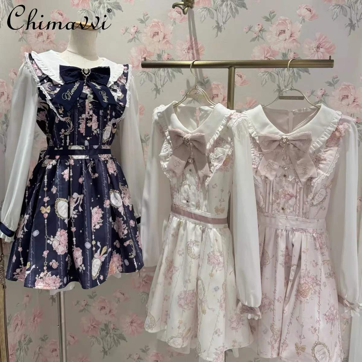 

Liz Star Moon Gem Heavy Craft Puffy Lolita Dress 2025 New Sweet Cute Japanese Style Mass-Produced Printed Long Sleeve Dress