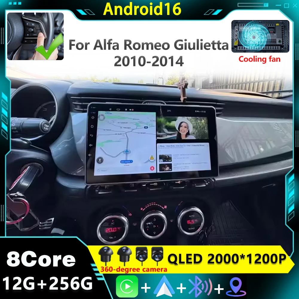 Android16 para Alfa Romeo Giulietta 2010-2014 LHD RHD, Reproductor de Video CarPlay, Pantalla de Radio para Auto, GPS, Navegación, Autoradio, Sistemas para Auto 1