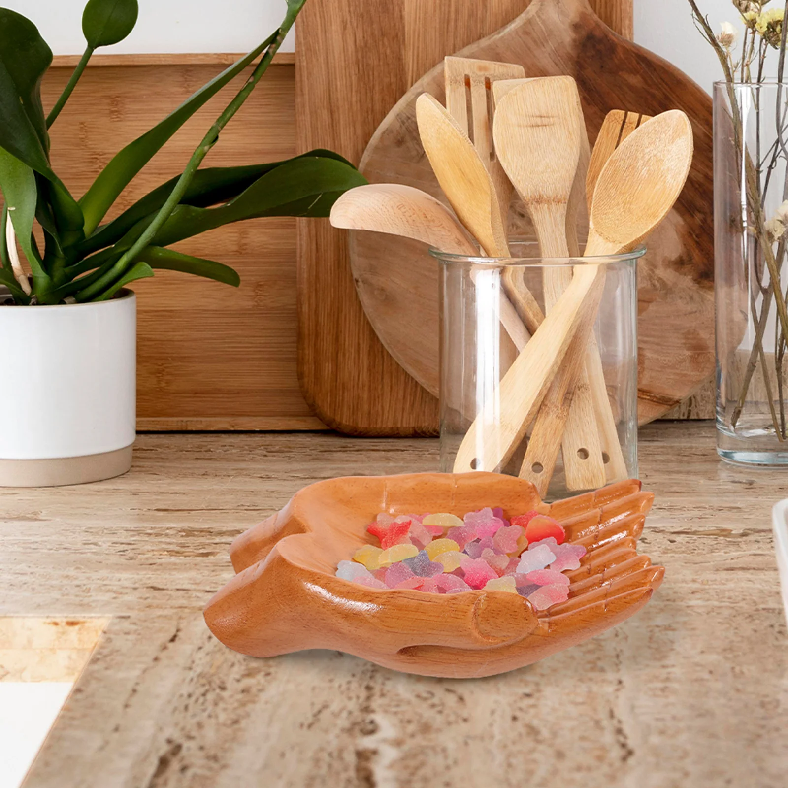 

Decorative Bowl Wood Fruit Kitchen Snack Small Wooden Dough Bowls H crafted Decor Versatile Use
