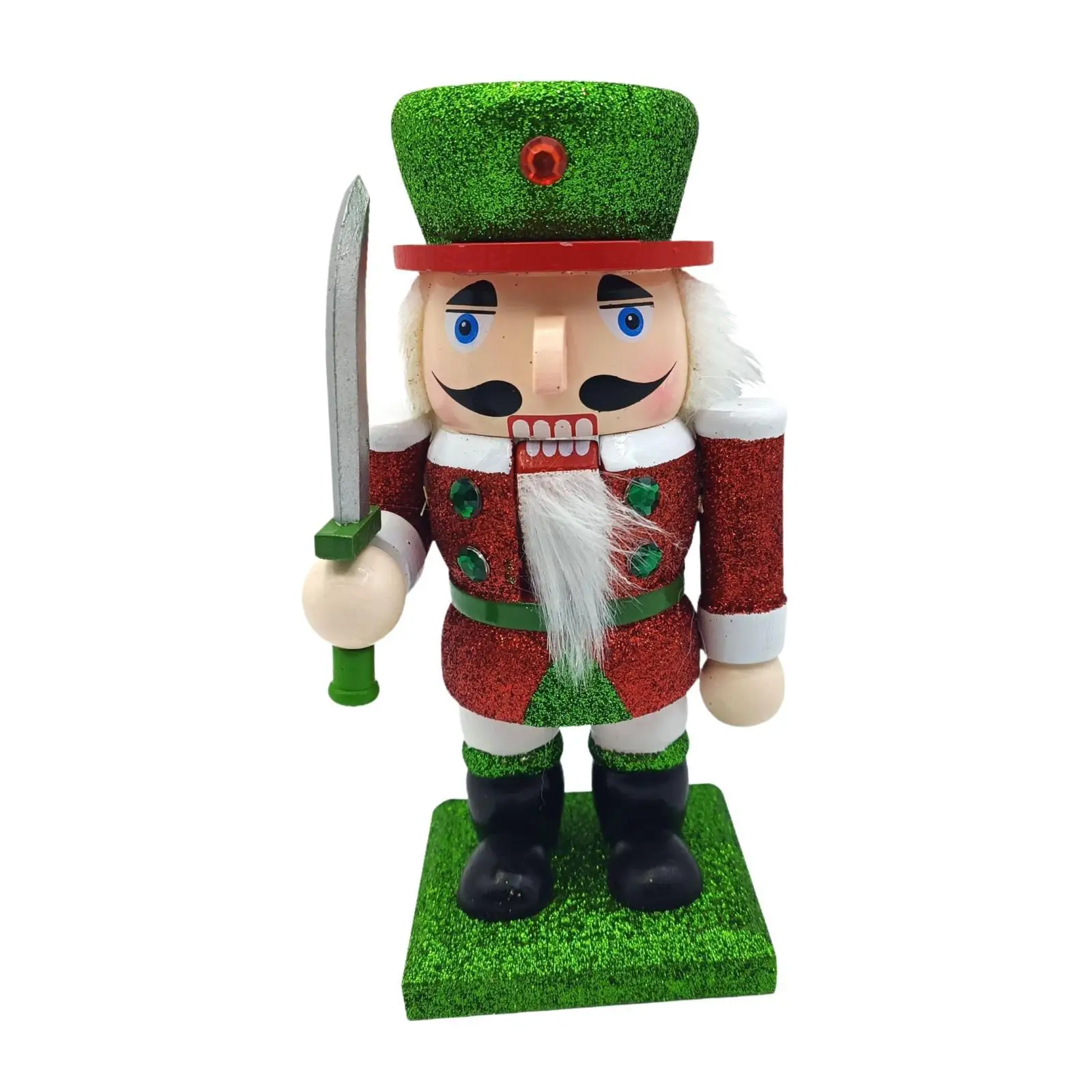Holiday Nutcracker Figurine Wooden Tabletop Decor Collectible Christmas Statue for Fireplace Shelf Desk Party Winter Centerpiece