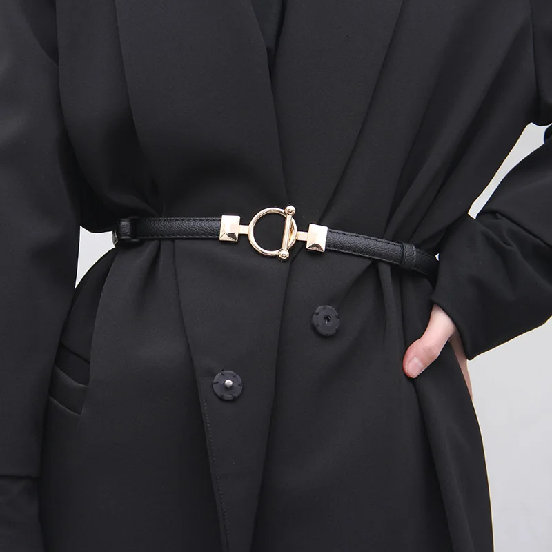 Women Leather Thin Belt Metal Fashion Hook Buckle Adjustable Waist Strap For Trouser Dress Brand Quality Women Belt