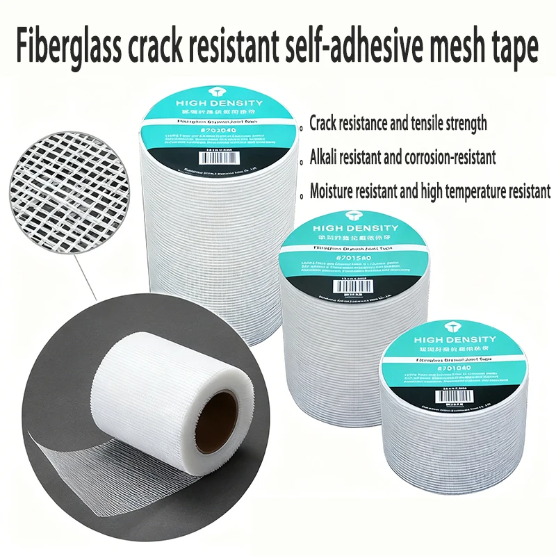 Ceinture en maille auto-adhésive Anti-fissure en fibre de verre, panneau de plâtre, décoration murale, réparation des articulations, grattage, plâtrage blanc