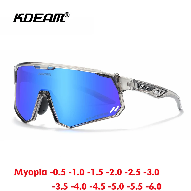 KDEAM Integrated Polarized Myopia Sunglasses Men Windproof Glasses Prescription Women TR90 Outdoor Sports Goggles -0.50 to -6.0