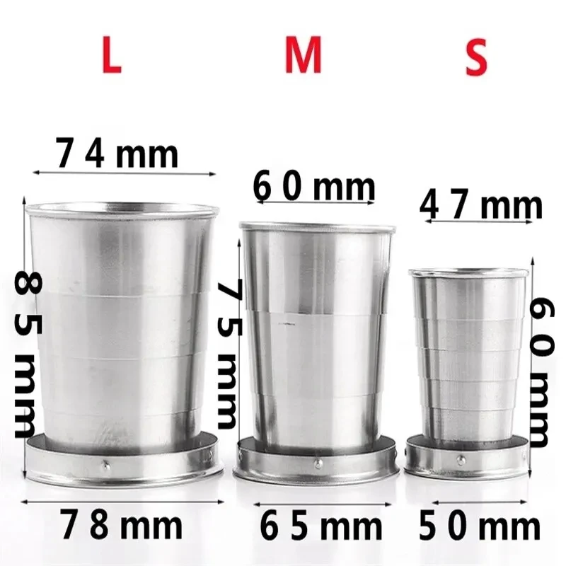 Stainless Steel Folding Cup Portable Outdoor Travel Camping Telescopic Cup Ourdoor Foldable Drinkware 75ml/150ml/250ml Barware