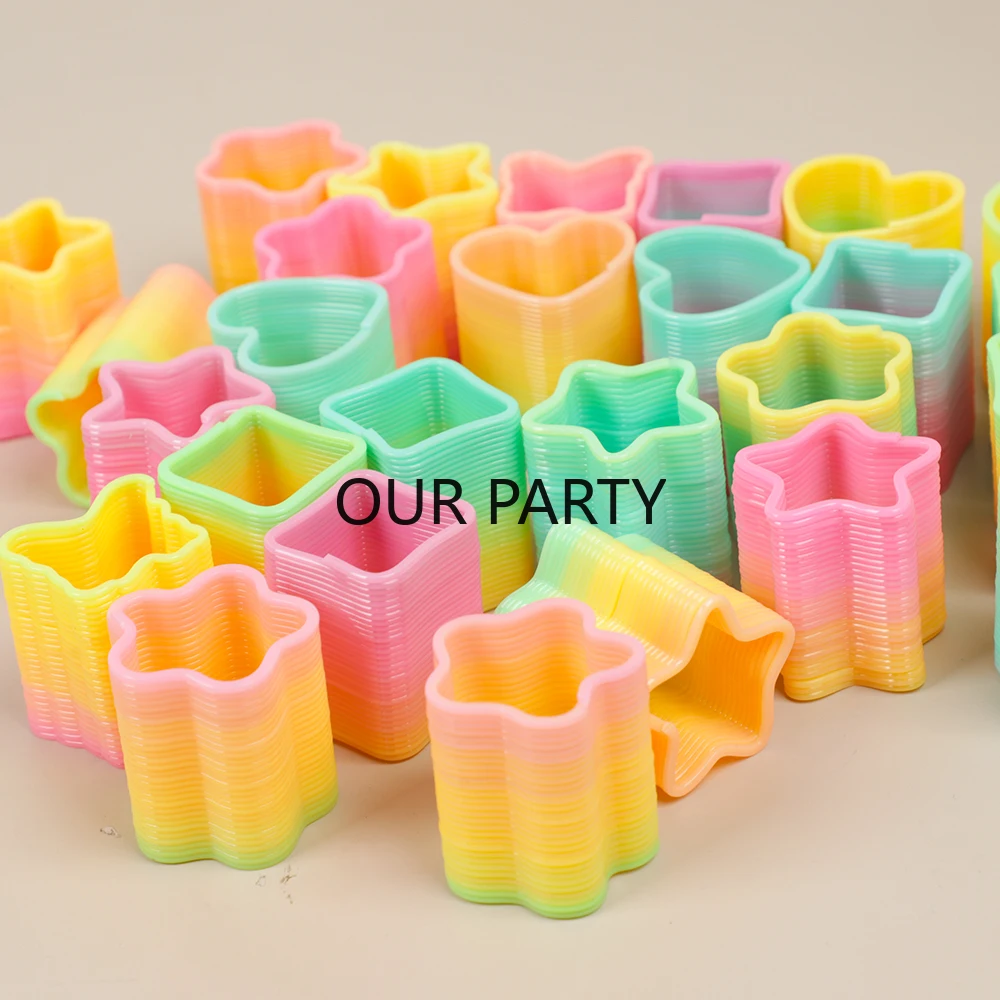 10Pcs Mini Neon Rainbow Magic Spring Toys for Kids Birthday Party Favors Wedding Guest Gifts Pinata Fillers School Prizes