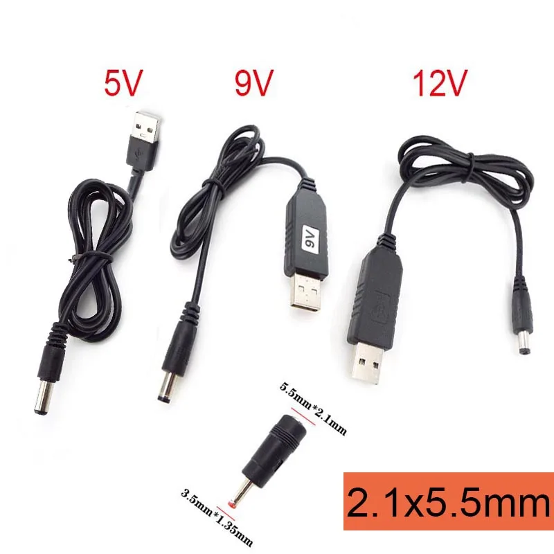 DC 5V to DC 9V 12V Power Supply Boost Line Step UP Module USB Connector Converter Adapter USB Cable 2.1x5.5mm 3.5x1.35mm Plug