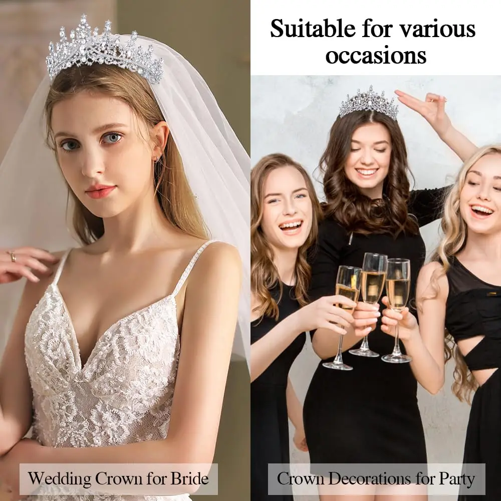 Silvery Birthday Queen Sash Tiaras Crowns for Women Girls Crystal Princess Tiara Rhinestone Headbands Quinceanera Happy Birthday