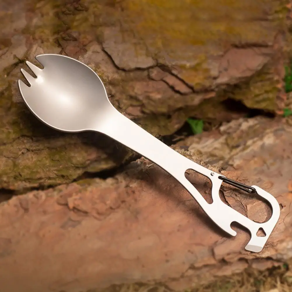 Compact Camping Fork  Heat-resistant Anti-rust Camping Spork  5 in 1 Picnic Camping Spork