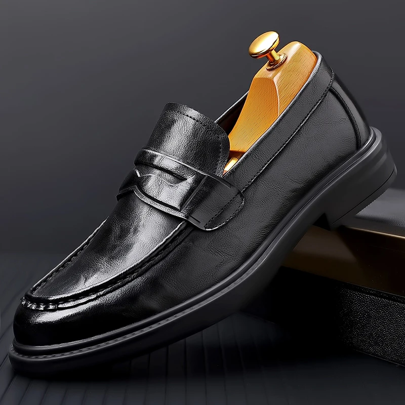 Sapatos de couro genuíno feitos à mão para homens, mocassins clássicos, confortável, formal, casual, luxo, 38-44